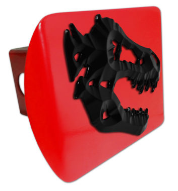 Black T-Rex Red Metal Hitch Cover