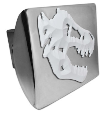 White T-Rex Chrome Metal Hitch Cover image