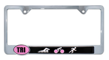 Triathlon Pink License Plate Frame image