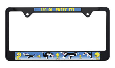 Tweety Bird & Sylvester Black License Plate Frame