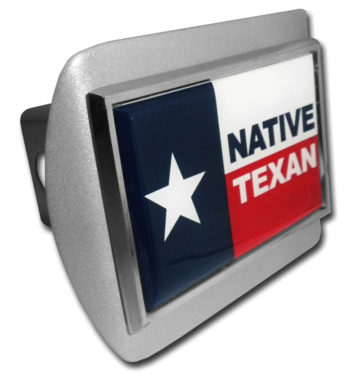Native Texan Flag Emblem on Brushed Hitch Cover