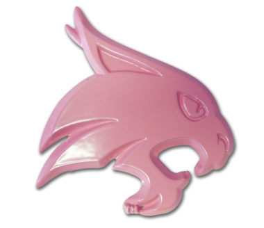 Texas State University Bobcat Pink Powder-Coated Emblem