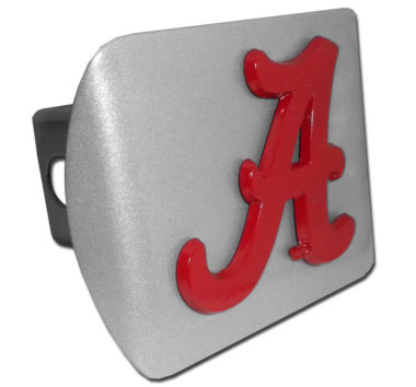 Alabama A Red Powder-Coated on Brushed Hitch Cover image