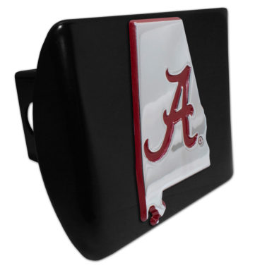 Alabama Red State Shape on Black Hitch Cover image