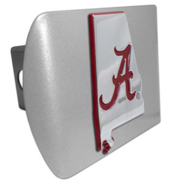 Alabama Red State Shape on Brushed Hitch Cover image