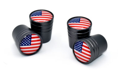 USA Valve Stem Caps - Black Smooth image