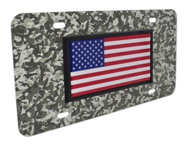 American Flag Urban Camo License Plate image