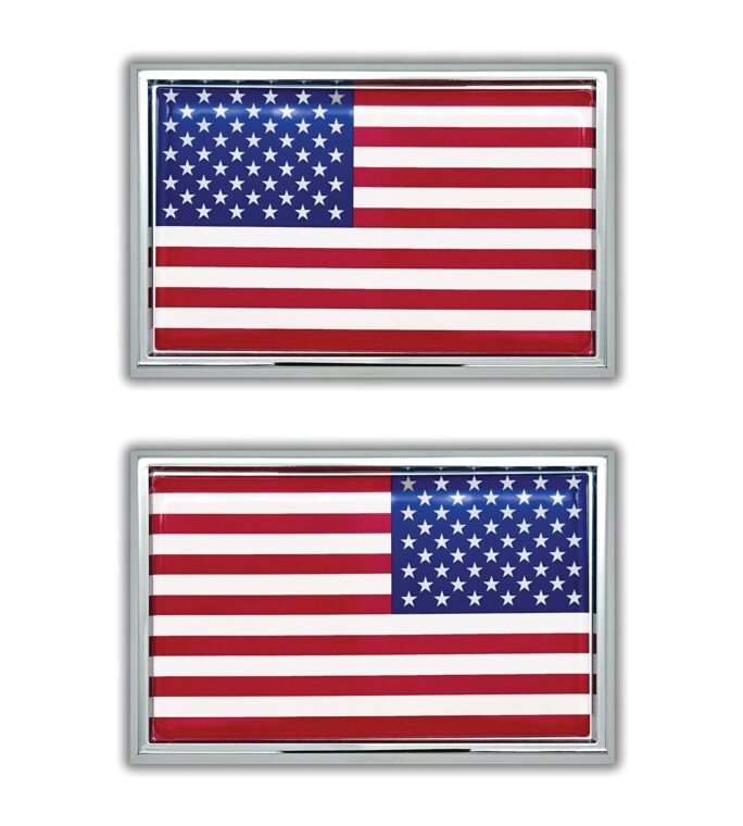 American Flag Chrome Emblem 2-Pack