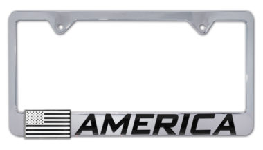 3D American Inverted Flag Chrome Metal License Plate Frame