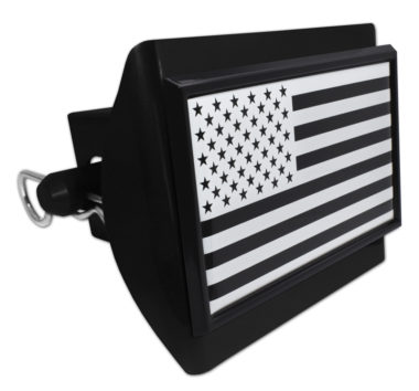Inverted American Flag Black Plastic Hitch Cover