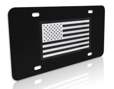 Inverted USA Flag Black License Plate