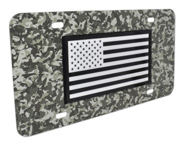 Inverted American Flag Urban Camo License Plate image