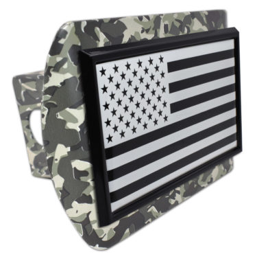Inverted American Flag Urban Camo Hitch Cover