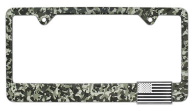 3D Modern American Inverted Flag Camo Metal License Plate Frame