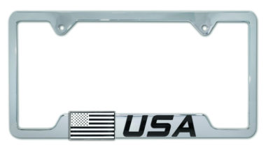 3D Modern USA Inverted Flag Chrome Metal License Plate Frame