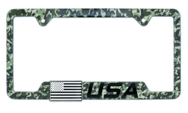 3D Modern USA Inverted Flag Camo Metal License Plate Frame image
