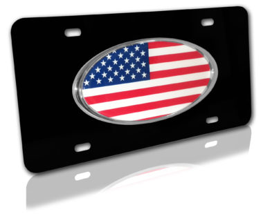 American Flag Black License Plate image