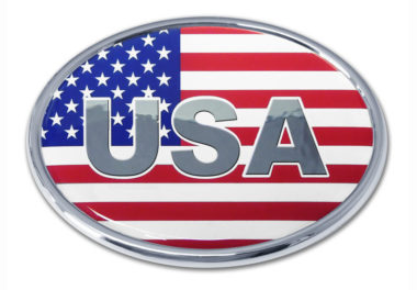 USA Flag Oval Chrome Emblem image
