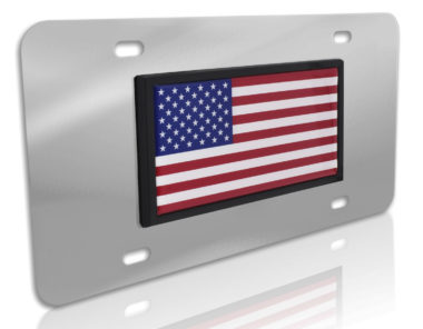 USA Flag Stainless Steel License Plate