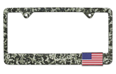 3D Modern American Flag Camo Metal License Plate Frame