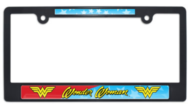 Wonder Woman Black Plastic License Plate Frame