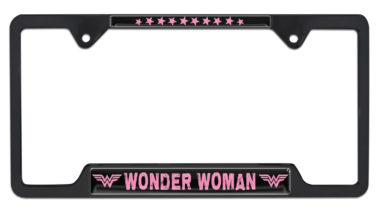 Wonder Woman Pink Open Black License Plate Frame image