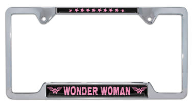 Wonder Woman Pink Open License Plate Frame