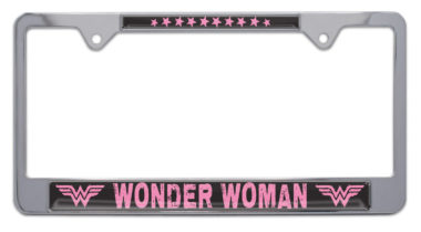 Wonder Woman Pink Chrome License Plate Frame
