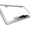 Chevy Black Bowtie Brushed Open License Plate Frame image 7