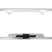 Chevy Black Bowtie Brushed Open License Plate Frame image 1