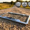 Chevy Black Bowtie Chrome Open License Plate Frame image 2
