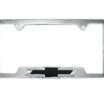 Chevy Black Bowtie Chrome Open License Plate Frame image 1