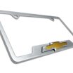 Chevy Gold Bowtie Brushed Chrome Open License Plate Frame image 7