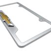 Chevy Gold Bowtie Brushed Chrome Open License Plate Frame image 6