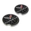 Corvette Crossed Flags C7 Ceramic Car Coasters – 2 Pack image 1