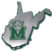 Marshall University State Shape Green Chrome Emblem image 1