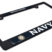 Full-Chrome US Navy Black Plastic License Plate Frame image 2