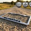 Chevy Black Silverado Brushed Open License Plate Frame image 2