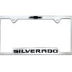 Chevy Black Silverado Brushed Open License Plate Frame image 1