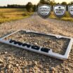 Chevy Black Tahoe Brushed Open License Plate Frame image 2