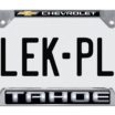 Tahoe Chevy Open Chrome License Plate Frame image 1