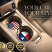 Texas & USA Flag Silicone Car Coasters image 2