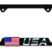 3D USA American Flag Black Metal Open License Plate Frame image 1