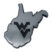 West Virginia University State Shape Matte Chrome Emblem image 1