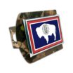 Wyoming Flag Woodland Camo Hitch Cover image 1